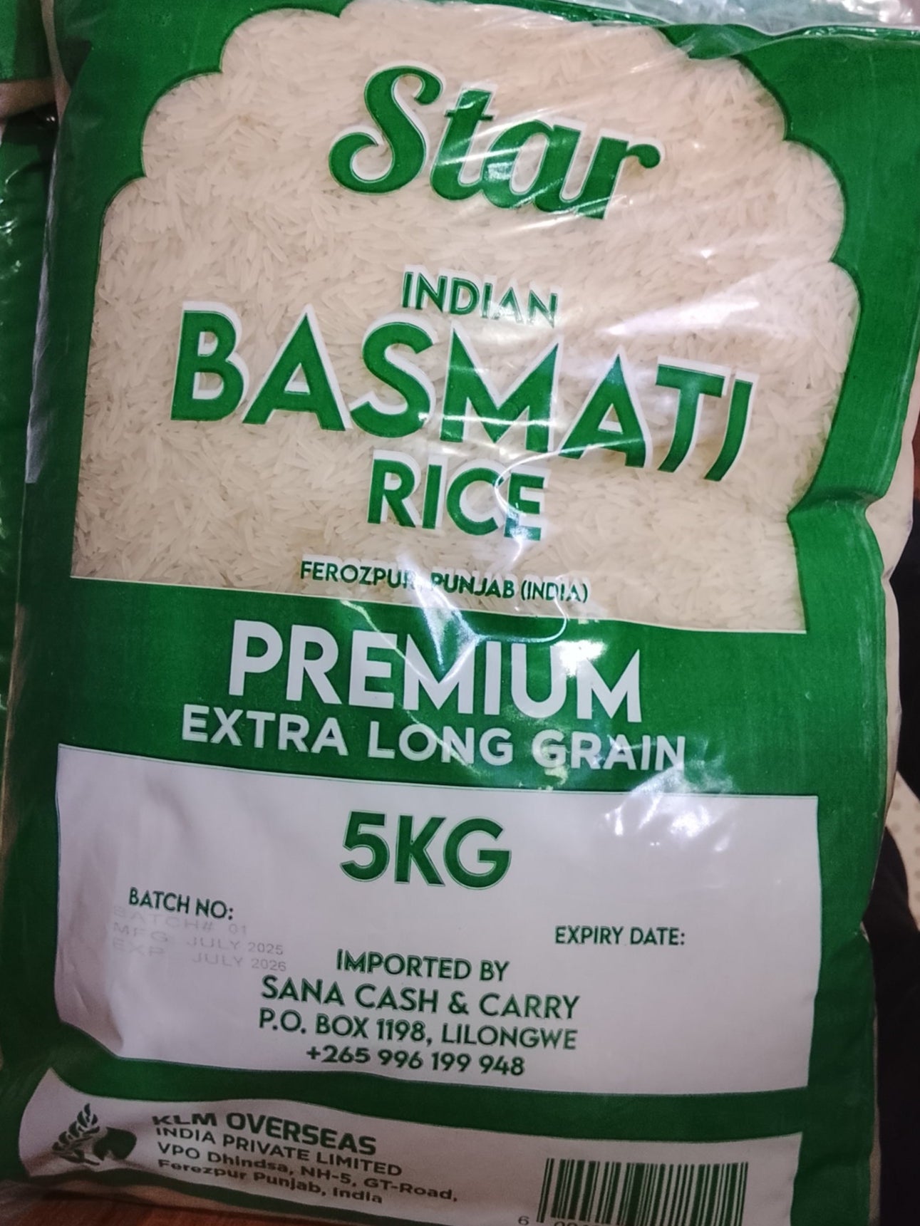 Star 5kg Indian Basmati Rice
