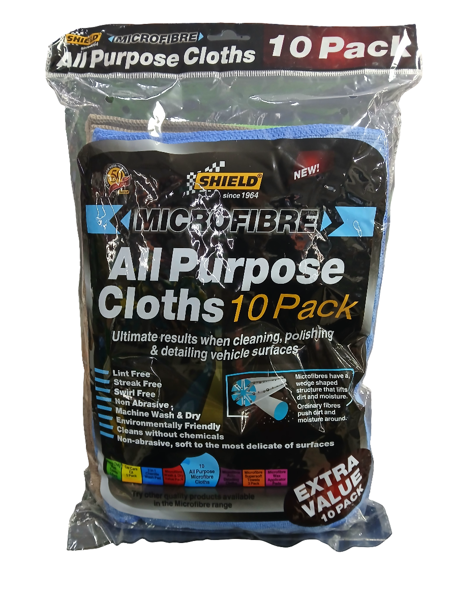 Shield Microfibre All Purpose Cloths (10 Pack)